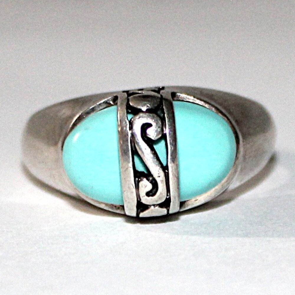 Vintage Premier Designs Sterling Silver Faux Turquoise Ring Southwestern